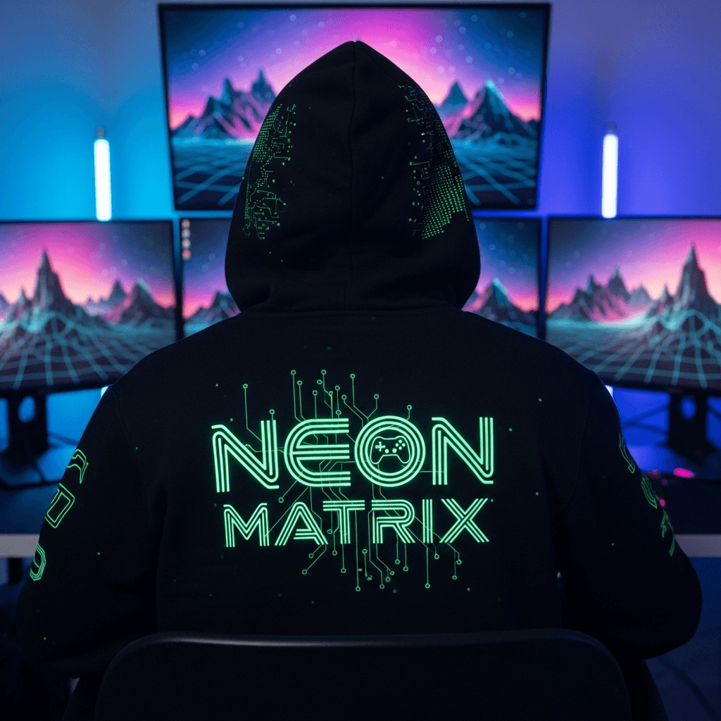 Sudadera Matriz Neón con estampado brillante.